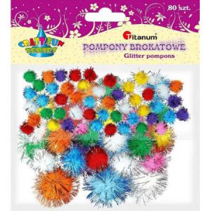 Pompony brokatowe Titanum Mix, 80szt